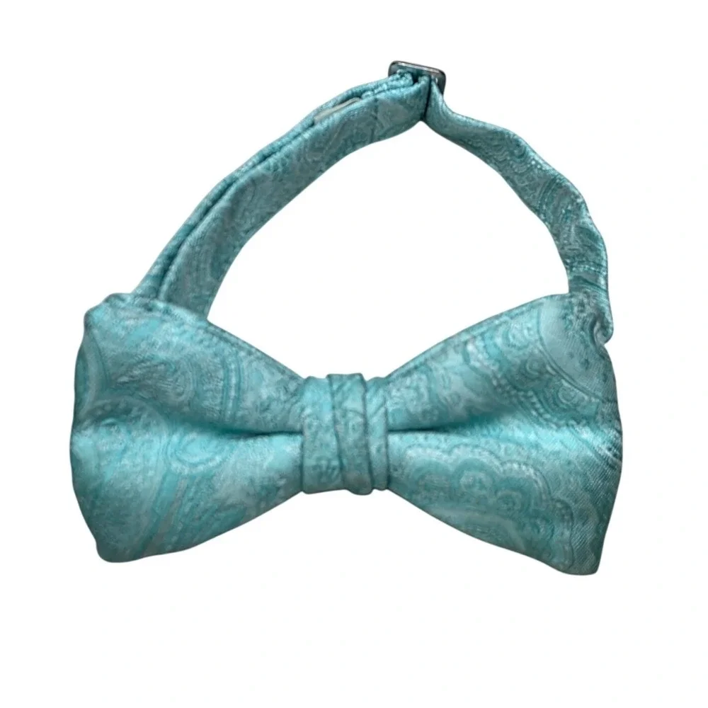 Mens‎ Aqua Blue Paisley Bow Tie Adjustable Pre-Tied Formal Wedding Turquoise D1